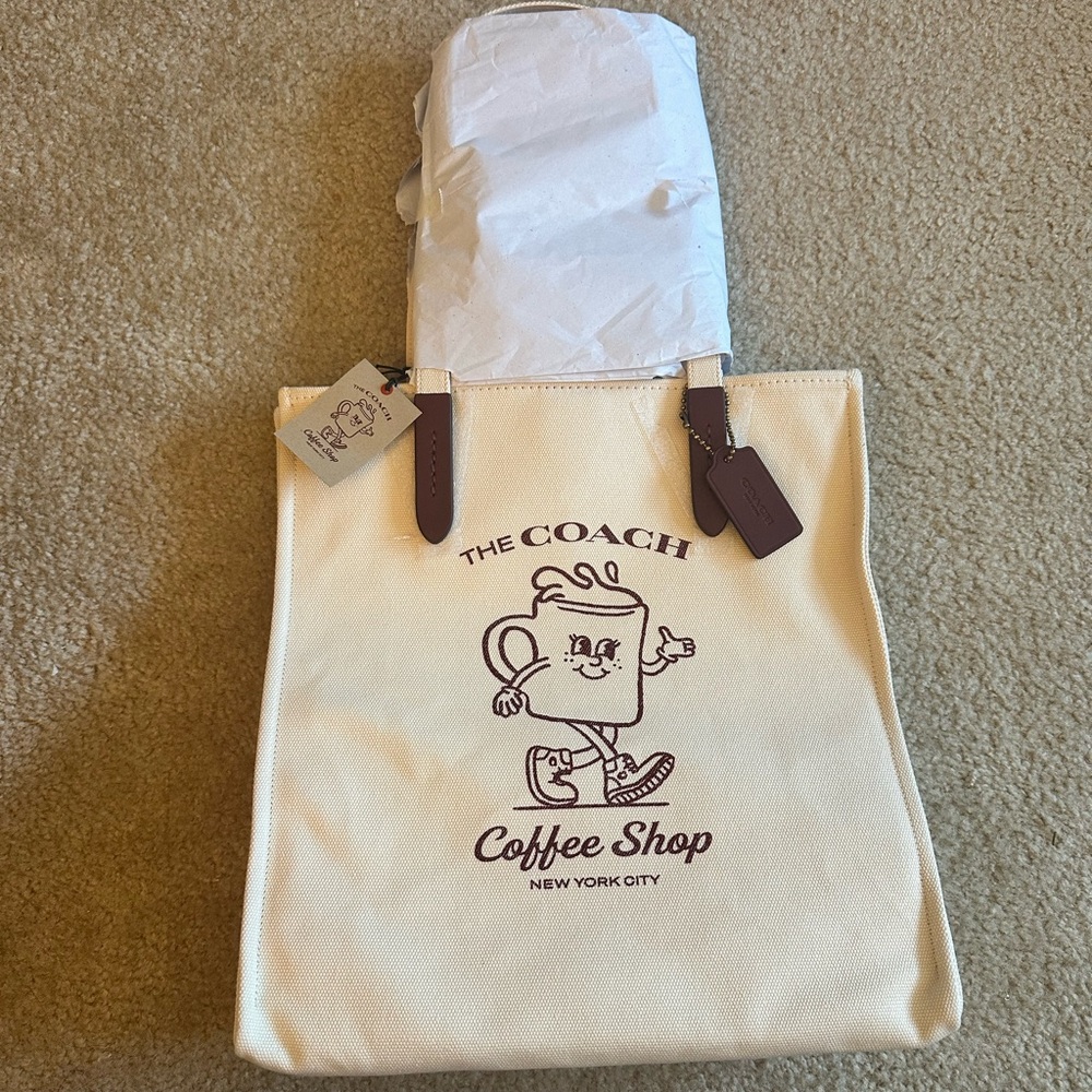 EXCLUSIVE Coach coffee shop tote!! NWT